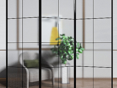 3d现代简约金属玻璃隔断模型