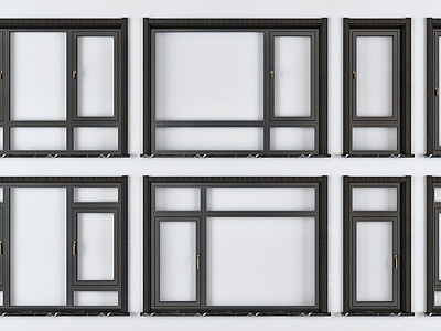 3d现代窗户断桥铝窗塑钢窗模型