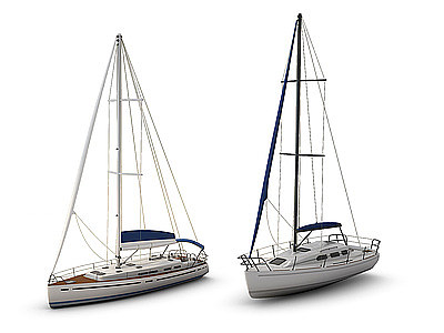现代船帆船3d模型