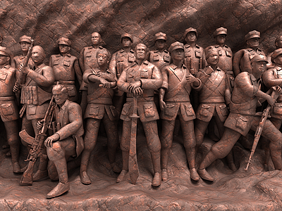 3d红军战士雕塑战士群体雕塑模型