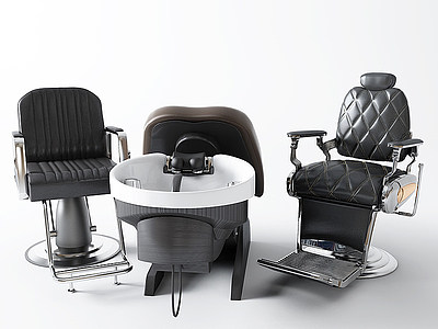 椅子凳子理发椅洗头床模型3d模型