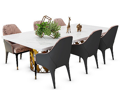 现代风格餐桌椅组合模型3d模型