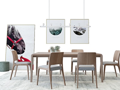3d北欧现代餐桌椅模型