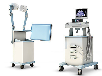 3d现代医疗器械组合模型