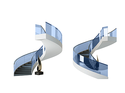 3d现代玻璃<font class='myIsRed'>旋转楼梯</font>模型