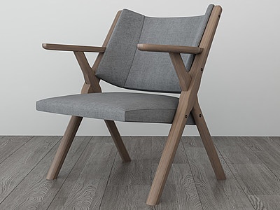3d现代简约折叠椅实木餐椅模型