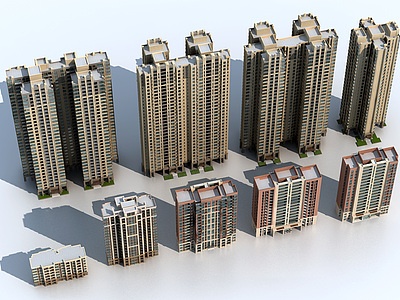 现代建筑住宅楼建筑外观模型