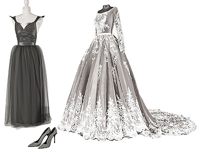 3d现代婚纱婚纱礼服模型