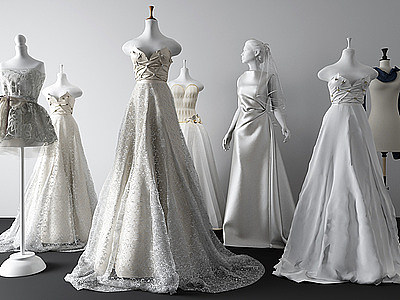 现代婚纱衣架模型
