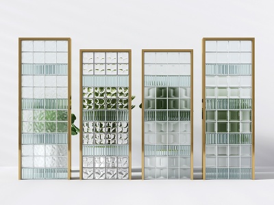 现代玻璃砖墙隔断模型