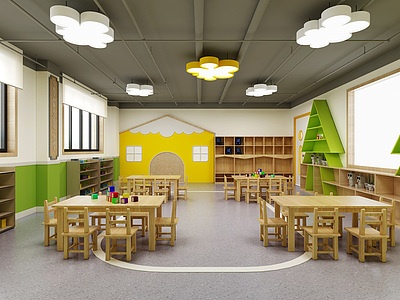 3d现代幼儿园娱乐室3D模型模型