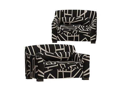 3d 现代条纹单人沙发模型