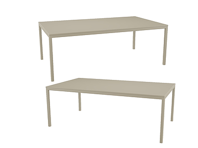 3drectangular现代简易餐桌模型