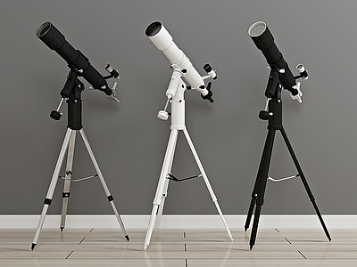 3d现代天文观星望远镜模型