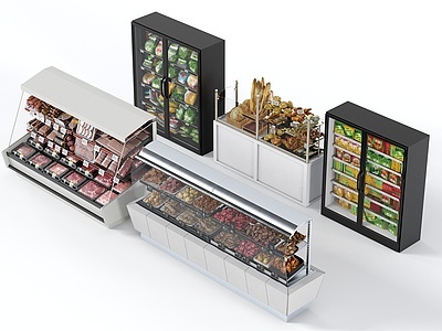3d现代超市货架货柜冷藏柜模型