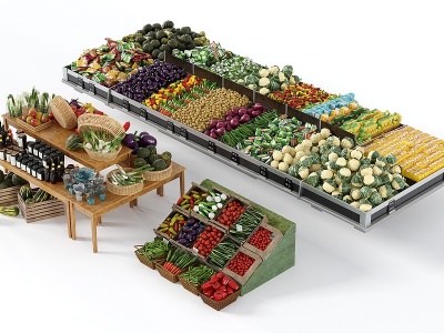 现代蔬菜水果架蔬菜水果模型3d模型