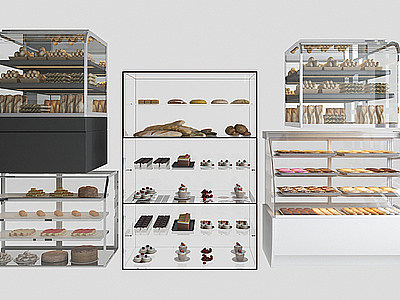 现代面包保鲜柜展示柜模型