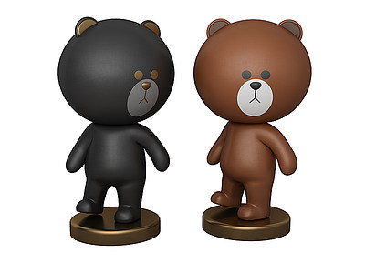 现代布朗熊雕塑摆件模型3d模型