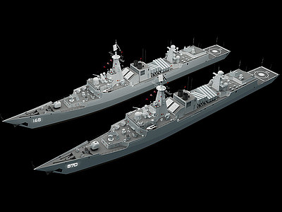 工业风军舰军事舰艇驱逐舰模型3d模型