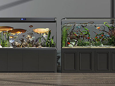 3d现代鱼缸水族模型