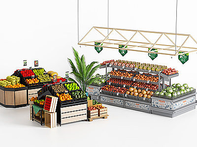 超市货架展架展柜模型3d模型