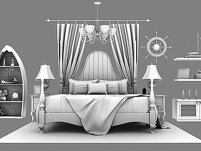 3d地中海风格卧室模型