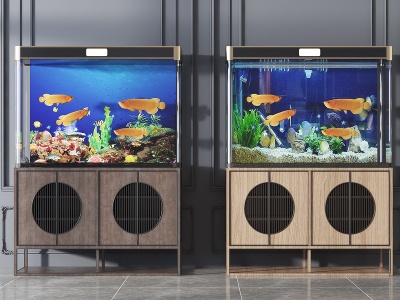 新中式鱼缸水族箱模型
