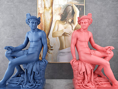 欧式马卡龙人物雕塑摆件3d模型