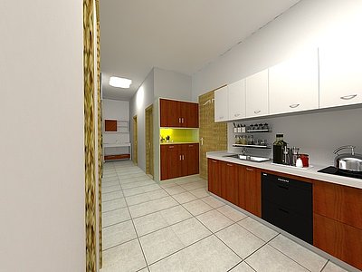 3d双人间公寓厨房模型