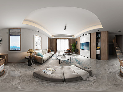 全景模型现代客厅卧室模型3d模型
