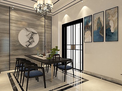 新中式客餐厅模型