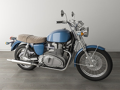 现代复古摩托车摩托车双缸模型3d模型