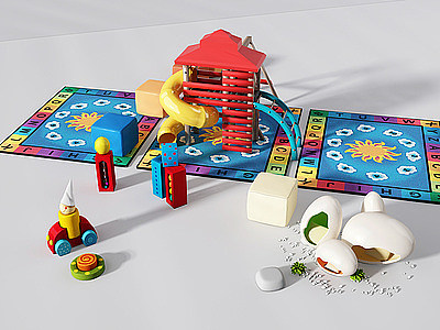 3d儿童玩具游乐滑梯模型