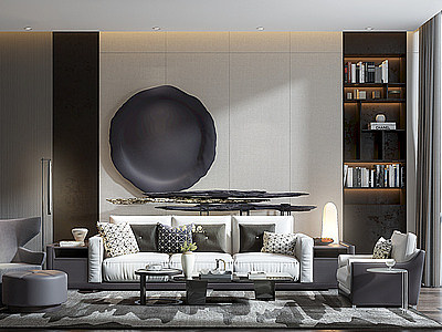 3d现代客厅沙发椅子茶几模型