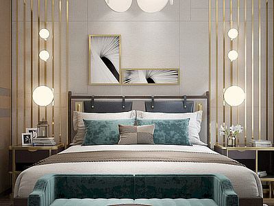 轻奢卧室床模型3d模型