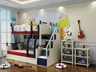 美式儿童卧室床模型3d模型