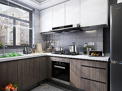 3d现代风格厨房橱柜模型