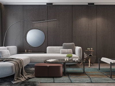 现代客厅沙发组合模型