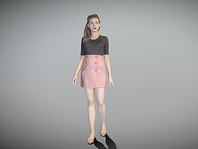 3d商务美女站姿模型