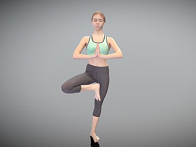 3d瑜伽美女站姿模型