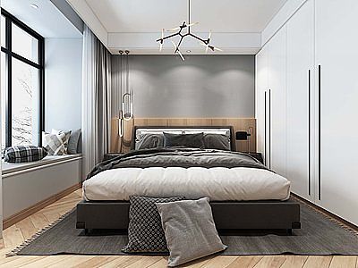 3d极简主义卧室模型