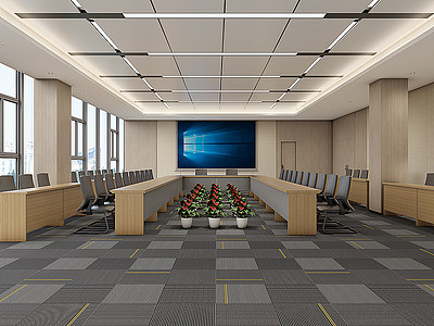 3d现代会议室3D模型模型