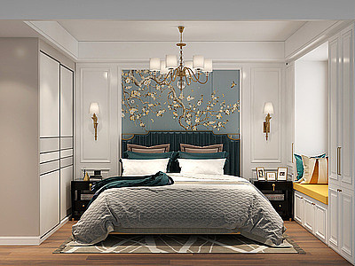 轻美式卧室模型3d模型