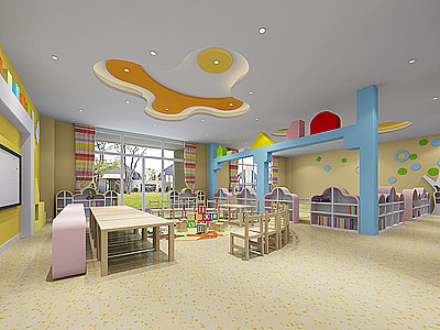 现代幼儿园娱乐室3D模型模型3d模型