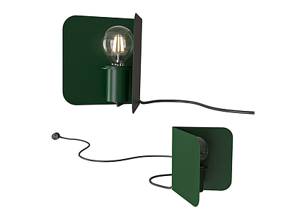 3dCorner现代墨绿色壁灯角灯模型