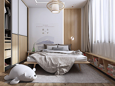 日式风格卧室吊灯模型3d模型