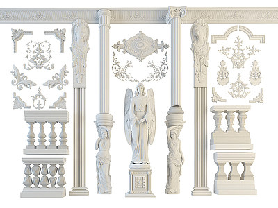欧式古典欧式柱模型3d模型
