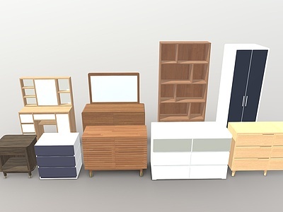 3d床头柜柜子家具组合模型