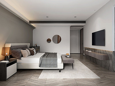 3d卧室床组合模型