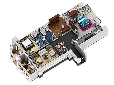 3d欧式简约客厅模型